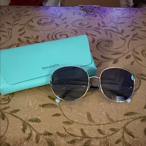 Tiffany & Co. Silver Sunglasses with Blue Case